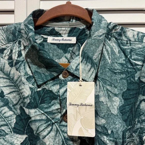Tommy Bahama Green Leaf Print Shirt - Picture 4 of 5